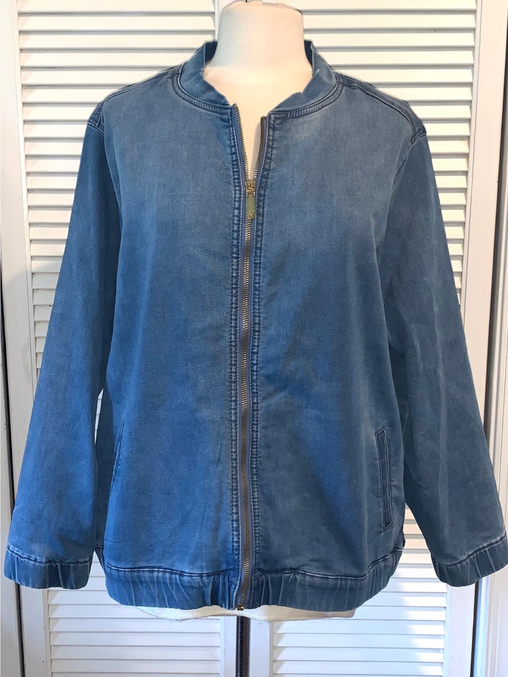 Skinnygirl Blue Denim zipper Jacket Women’s size 2X